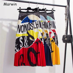 Marwin 2019 New-Coming Summer Printing Cartoon Letter Pattern High Street Europen Style Women Skirts Party Holiday High Elastic