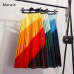 Marwin 2019 New-coming Spring Rainbow Discoloration Silk surface Retro Women Skirts High Street Style A-Line Striped Skirts