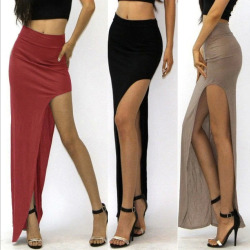 New Brand Designer summer Hot Sale 2016 Novelty  Sexy Women Skirt Lady Open Side Split Skirt High Waist Long Maxi Skirt