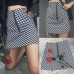 New Casual Summer Women Japanese Style Zipper Ring A-line High Waist Mini Skirts Female Black White Checkerboard Plaid Skirts