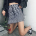 New Casual Summer Women Japanese Style Zipper Ring A-line High Waist Mini Skirts Female Black White Checkerboard Plaid Skirts