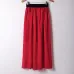 New Fashion Wholesale Women Chiffon Long Skirts Candy Color Pleated Maxi Skirts Free Size