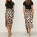 New Fashion Women Leopard Skirt Slim Wrap Asymmetric Bandage Lace Up Side Split Gypsy Drape Bodycon Midi Skirts Bottom