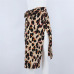 New Fashion Women Leopard Skirt Slim Wrap Asymmetric Bandage Lace Up Side Split Gypsy Drape Bodycon Midi Skirts Bottom