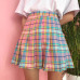 New! Rainbow Plaid Skirt Women Kawaii Harajuku Mini Pleated Skirt Korean Uniform Midi Skirt Cute High Waist Sexy Female Bottoms