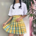 New! Rainbow Plaid Skirt Women Kawaii Harajuku Mini Pleated Skirt Korean Uniform Midi Skirt Cute High Waist Sexy Female Bottoms