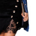 New fashion Women Ladies High Waist Pencil Skirts button lace patchwork sexy Bodycon Suede Leather split party casual Mini Skirt