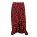 OOTN Leopard Long Skirt Women High Waist Midi Skirt Female Office Ruffle Animal Print Skirts Womens Summer Red 2019 Casual