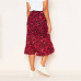 OOTN Leopard Long Skirt Women High Waist Midi Skirt Female Office Ruffle Animal Print Skirts Womens Summer Red 2019 Casual