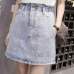 PLAMTEE Large Size Ruffles Elastic-Waist Denim Skirt Solid Color Mini Saia Sexy Short A-Line Skirts Feminino Kawaii Jupe Femme