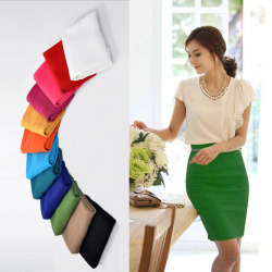 Pencil Skirt  Women Plus Size High Waist Slim Hips Candy Color Formal Saias Feminino Lady Classic Knee Length Office Skirts