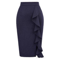 Pencil Skirts Womens 2018 New Sexy Ruffles Skirt Wear to Business Work Office High Waist Casual Bodycon Slim Midi Skirts Summer