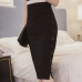 Plus Size 2018 Fashion Women Work Midi Skirt OL Sexy Open Slit Button Slim Pencil Skirt Elegant Office Ladies Skirts Red Black