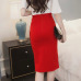 Plus Size 2018 Fashion Women Work Midi Skirt OL Sexy Open Slit Button Slim Pencil Skirt Elegant Office Ladies Skirts Red Black