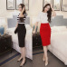 Plus Size 2018 Fashion Women Work Midi Skirt OL Sexy Open Slit Button Slim Pencil Skirt Elegant Office Ladies Skirts Red Black