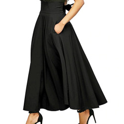 Plus Size XXL New Autumn Winter Women Gray Retro High Waist Pleated Belted Maxi Skirt Vintage Long Skirts 10 JUL25