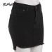 ROMWE Autumn Mini Skirts Casual Skirts For Women Plain Black With Pockets Above Knee Denim Bodycon Skirt Streetwear Punk Skirt