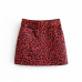 Red Leopard Print Belt Mini Women Skirts Plus Size Pencil Female Vintage Skirt Jupe Femme Faldas Mujer