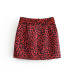 Red Leopard Print Belt Mini Women Skirts Plus Size Pencil Female Vintage Skirt Jupe Femme Faldas Mujer