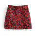 Red Leopard Print Belt Mini Women Skirts Plus Size Pencil Female Vintage Skirt Jupe Femme Faldas Mujer