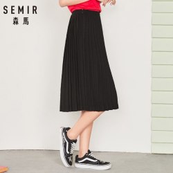 SEMIR Skirt Female 2018 Autumn Pleated Skirt Thin A-Word Middle Long Section Organ Fashion Women Skirts Slim Elegant Retro Skirt