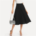 SHEIN Black Elegant Slant Pocket Side Circle Mid Waist Long Skirt Summer Women Office Lady Workwear Solid Skirts