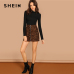 SHEIN Multicolor Casual Elegant O-Ring Zip Up Above Knee Short Mid Waist Sheath A Line Skirt Autumn Office Lady Women Skirts