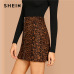 SHEIN Multicolor Casual Elegant O-Ring Zip Up Above Knee Short Mid Waist Sheath A Line Skirt Autumn Office Lady Women Skirts