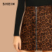 SHEIN Multicolor Casual Elegant O-Ring Zip Up Above Knee Short Mid Waist Sheath A Line Skirt Autumn Office Lady Women Skirts