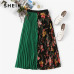 SHEIN Summer Knee-Length Mid Waist Floral Boho Women Pleated Skirt 2018 Fashion Polyester Clothing Eelastic Waist Vacation Skirt