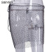 SIBYBO Fish Net  Rhinestone Skirts Womens 2019 Fashion Mesh Diamond See Through Beach NightClub Package Hip Mini Pencil Skirt