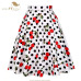 SISHION Cotton Black Skirt Womens Sexy Midi Skirt Floral Polka Dots Black Red Blue Plus Size High Waist Skater Plaid Women Skirt