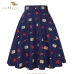 SISHION Cotton Black Skirt Womens Sexy Midi Skirt Floral Polka Dots Black Red Blue Plus Size High Waist Skater Plaid Women Skirt