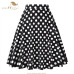 SISHION Cotton Black Skirt Womens Sexy Midi Skirt Floral Polka Dots Black Red Blue Plus Size High Waist Skater Plaid Women Skirt