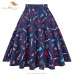 SISHION Cotton Black Skirt Womens Sexy Midi Skirt Floral Polka Dots Black Red Blue Plus Size High Waist Skater Plaid Women Skirt