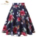 SISHION Cotton Black Skirt Womens Sexy Midi Skirt Floral Polka Dots Black Red Blue Plus Size High Waist Skater Plaid Women Skirt