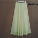 SK71 Long Skirt Elegant Style Women Pastel Jupe Pleated Chiffon Maxi Skirts Floor-Length Saia Vintage Saias Womens Solid Faldas