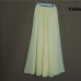 SK71 Long Skirt Elegant Style Women Pastel Jupe Pleated Chiffon Maxi Skirts Floor-Length Saia Vintage Saias Womens Solid Faldas