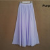 SK71 Long Skirt Elegant Style Women Pastel Jupe Pleated Chiffon Maxi Skirts Floor-Length Saia Vintage Saias Womens Solid Faldas