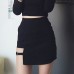 Sexy Spy Women's Skirts Mini Asymmetrical Saias Black High waist Female Jupe 2017 Design Faldas Female Personality Party Skirt