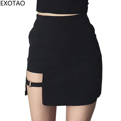 Sexy Spy Women's Skirts Mini Asymmetrical Saias Black High waist Female Jupe 2017 Design Faldas Female Personality Party Skirt