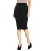 Sheinside Office Ladies Black Pencil Skirt Mid Elastic Waist  Knee Length Plain Skirt Women Work Wear Elegant Autumn Skirt