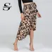 Sheinside Waist Knot Leopard Print Elegant Skirt Women Clothes Mid-Calf Ladies Skirts Womens Casual Clothing 2018 Midi Skirt