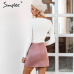 Simplee Asymmetrical split women skirts Elegant lace up bow tie ladies suede short mini skirts Solid black autumn female skirts