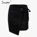 Simplee Asymmetrical split women skirts Elegant lace up bow tie ladies suede short mini skirts Solid black autumn female skirts