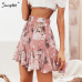 Simplee Bohemian floral print women skirt Elastic high waist ruffled mini skirt female Casual summer beach short skirts 2019