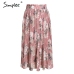 Simplee Bohemian ruffled high waist chiffon women long skirt Floral print skirt pleated summer skirt Female lining midi skirt