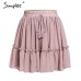 Simplee Casual polka dot mini women skirt High waist A line korean tassel pink summer skirt Sexy ruffle beach female skirts 2019