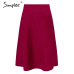 Simplee Elegant A-line knitted women skirt fashion 2018 Autumn winter mid skirt vintage High waist casual umbrella skirt female