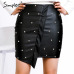 Simplee PU leather short skirt women fashion 2018 Bodycon black sexy mini skirt Rivet streetwear high waist bodycon pencil skirt